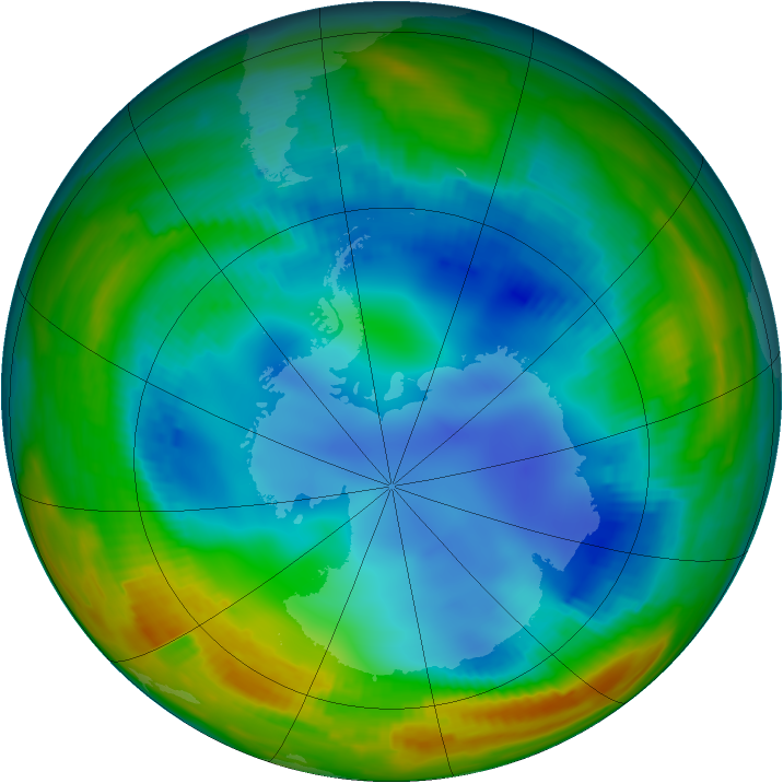 Antarctic ozone map for 28 July 1996